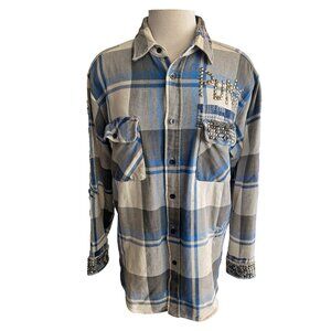 Rare Vintage Great China Wall Blue Plaid